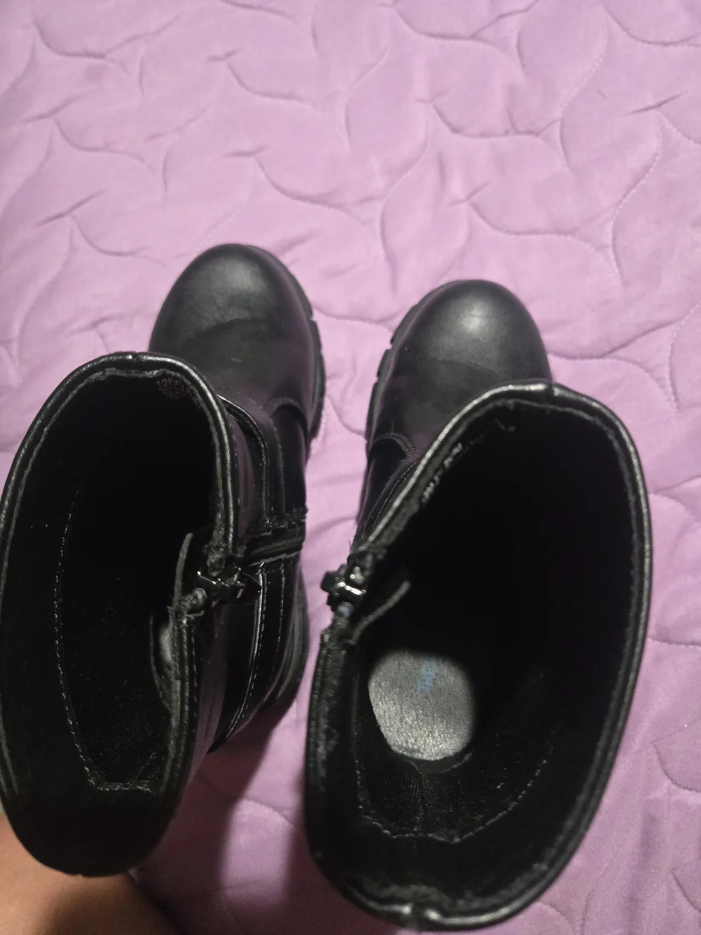 Black Kids's Chunky Heel Motorcycle Boots